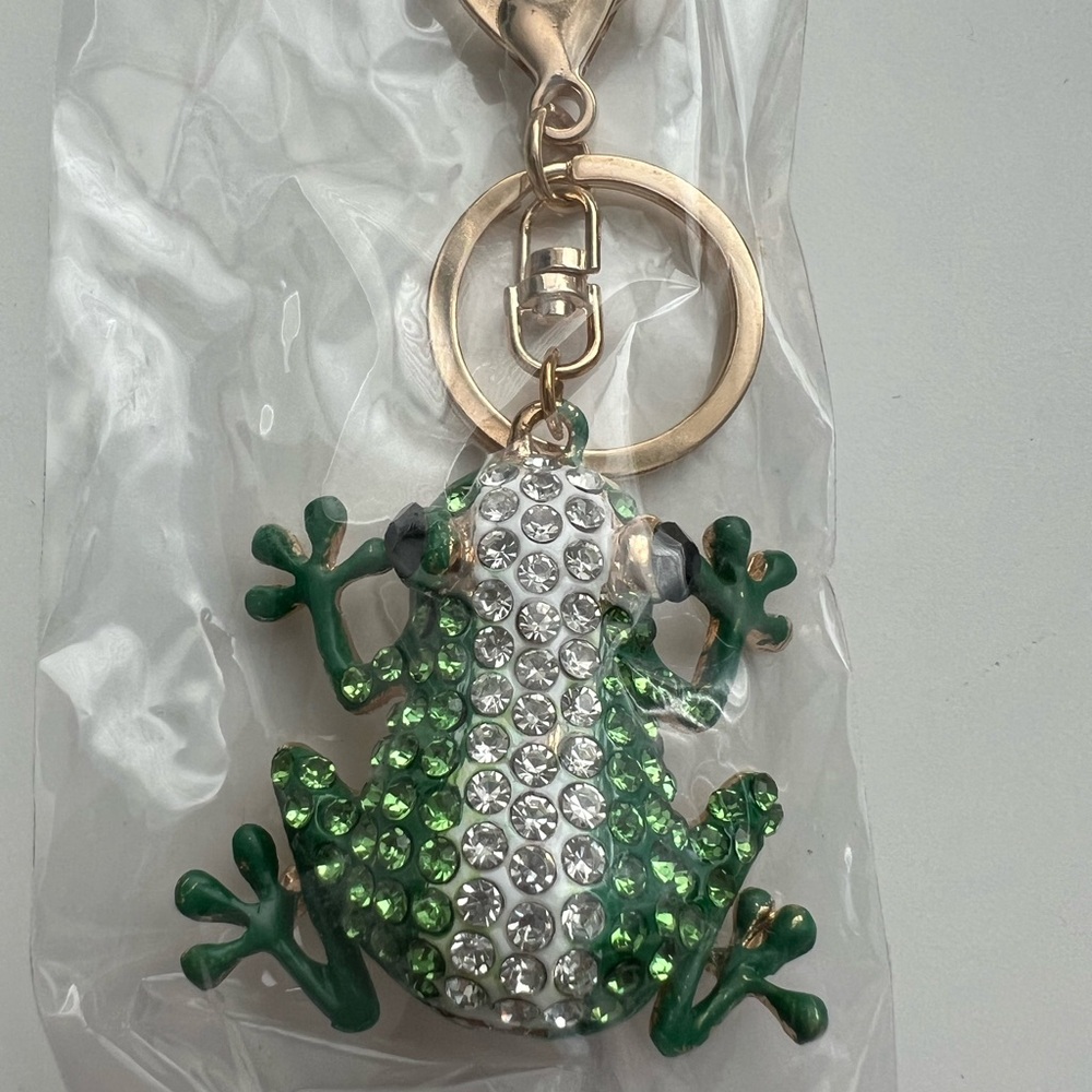 Green and Silver Frog Keychain